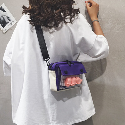 

Net red texture small bag female new 2019 cute small square bag Korean version of the wild girl canvas shoulder Messenger bag