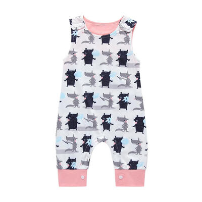 

Cartoon Wolf O-Neck Baby Rompers Sleeveless Soft Toddler Summer Jumpsuit