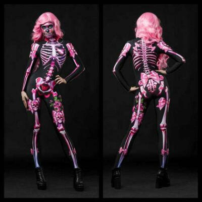 

Womens Skeleton Costume 3D Printed Halloween Cosplay Jumpsuit Bodysuit