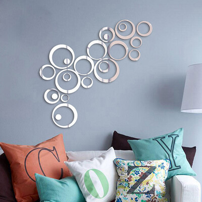

Siaonvr 23pcs 3D Circles Mirror Wall Sticker DIY Decal Vinyl Mural Home Decor Removable