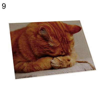 

Cute 3D Cat Print Placemat Pad Linen Dining Table Insulation Mat Home Decor