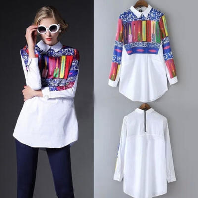 

Hot Fashion Women Loose Chiffon Tops Long Sleeve Shirt Casual Blouse Size -XL
