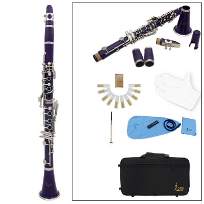 

Clarinet ABS 17 Key bB Flat Soprano Binocular Clarinet with Cleaning Cloth Gloves 10 Reeds Screwdriver Reed Case Woodwind Instrum