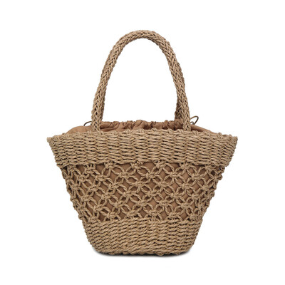 

Tailored Womens Fashion Straw Woven Bag Solid Color Handbag Wild Bucket Bag Shoulder Bag