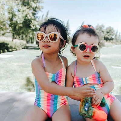 

Kids Baby Girl Stripe Rainbow Swimsuit Swimwear Bathing Suit Bikini Beachwear