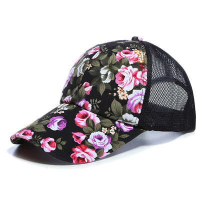 

Mesh Back Hawaii Cap Tropical Floral Snapback Adjustable Sunscreen Baseball Cap