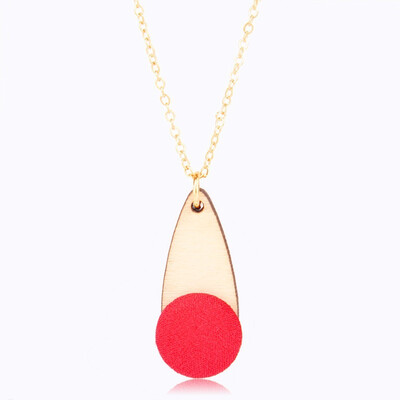 

New Trendy Round Pendant Necklace For Women Personality Wood Cloth Alloy Chain Necklace New Female Trendy Jewelry Gold Color