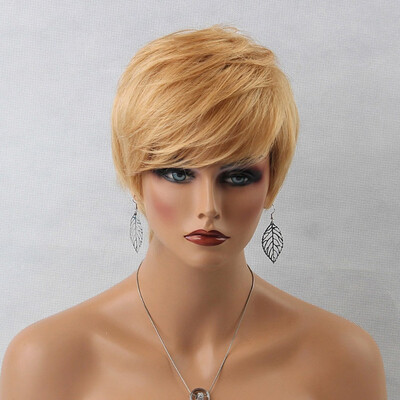 

ELEMENT Synthetic Short Human HairSynthetic Blend Wigs for Black Women Pixie Cut Side Parting Short Straight 18613