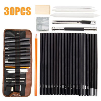 

30pcs Sketch Tool Kits Pencils Charcoal Extender Paper Pen Cutter Eraser Drawing Set