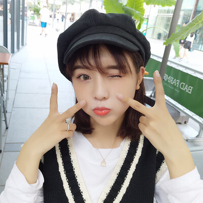 

Korean autumn&winter retro England literature&art newspaper boy Korean style Beret bowknot pumpkin eight-angle cap tide