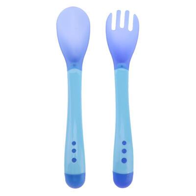 

Baby Feeding Safety Soft Spoon Fork Set Temperature Sensing Flatware Spoon