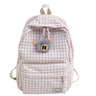 

Schoolbag female ins wind Korean college students backpack junior&senior high school Mori ancient feeling girl plaid canvas ba