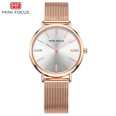 MINI FOCUS Fox Womens Watch Quartz Watch Business Casual Steel Mesh with Waterproof Diamond