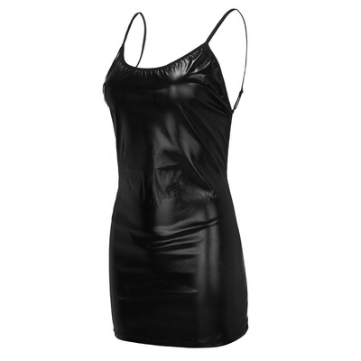 

Toponeto Fashion Leather Sexy Women Lingerie Miniskirt Backless Clubwear With G-String