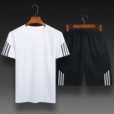 

Like Adidas outdoor summer short t shirt pants suit breathable casual sportwear basketball football Beach Shorts Gym Fitness sets