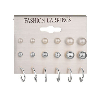 

Vintage Geometric Stud Earrings Set For Women Girls Bead Stone Flower Small Earrings Boucle doreille Femme