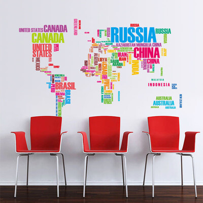 

〖Follure〗World Map Letter Quote Removable Decal Art Mural Home Decor Vinyl Wall Stickers