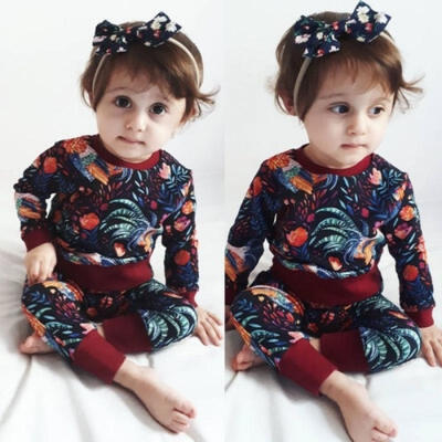 

Toddler Kids Baby Girls Top Sweatshirt Pants Trousers Set Tracksuits Clothing