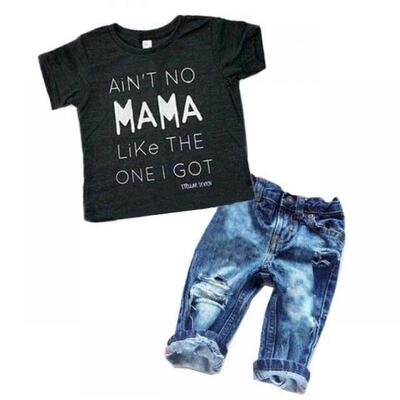

Newborn Toddler Infant Kid Baby Boy Clothes T-shirt Top Tee Denim Pants Outfits Set