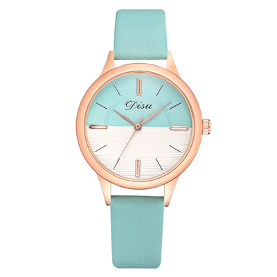 

Womens watch new alloy PU watch two-color mirror simple casual fashion watch