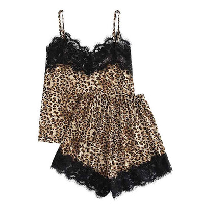 

Toponeto Fashion Girls Cute Lace Leopard Print Underwear And Shorts Pajama Set