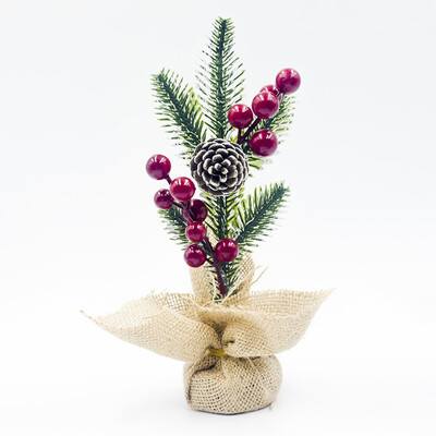 

Christmas Pine Needles Table Setting Creative Red Fruit Pine Cone Desktop Decor