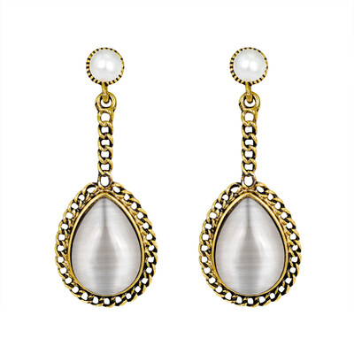 

Retro Faux Opal Hollow Drop Pendant Earrings Women Party Club Eardrop Jewelry