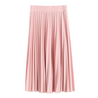 

ROPALIA Fashion Skirt Waist Solid Color Pleated Cute Mid-Calf Summer Spring Lady Casual Empire Skirts