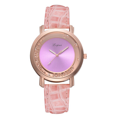 

Luxury Watches Women Fashion Delicate Rose Color Dial Ladies Leather High Quality Quartz Wristwatch Clock Zegarki Damskie