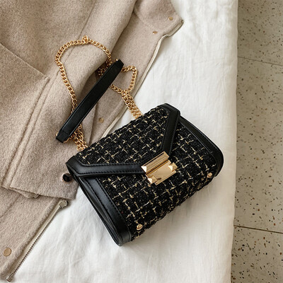 

Ins Early Autumn Retro Small Bag Chain Wool Small Square Bag Womens New 2019 Joker Lock Single Shoulder Messenger Bag