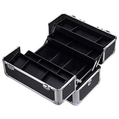 

Large Makeup Train Case Artist Organizer Kit Shoulder Bag With Adjustable Dividers Key Lock Cosmetic Studio Box