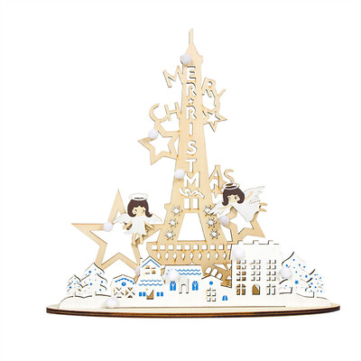 

〖Follure〗Christmas Ornaments Creative Angel Tower Wooden Painted DIY Home Decoration