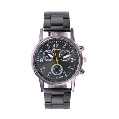 

Best selling Geneva fake three-eye steel watch watch Male&female casual business watch