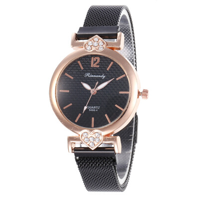 

Womens heart-shaped diamond-studded magnet magnet strap new student quartz watch