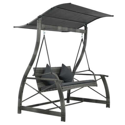

Garden Swing Chair Poly Rattan Gray 657"x512"x70