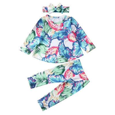 

Toddler Kids Baby Girls Flower Top T-shirts Pants Leggings Outfits 3Pcs Set Clothes