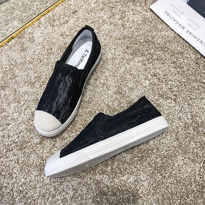 

2019 summer net red new hollow breathable lace flat fisherman shoes lazy people a pedal Korean leisure student shoes