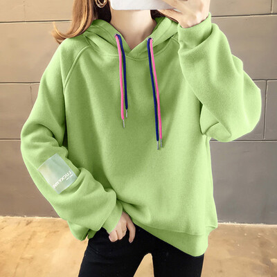 

Tailored Women Loose Patchwork Long Sleeve Hoodie Velvet Pullover Tops Sweatshirt Blouse