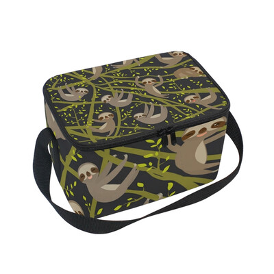 

ALAZA Insulated Lunch Box Funny Cute Smiling Sloth Lunch Bag for Men Women Portable Tote Bag Cooler Bag