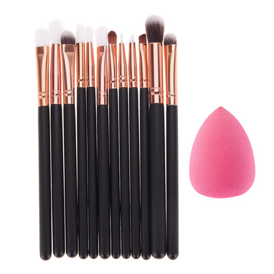 

New 12Pcs Rose Gold Makeup Brush Eyeshadow Eye Brushes Sponge Puff Gift