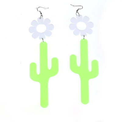 

Personality Acrylic Cactus Drop Earrings Cute Flower Cactus Plant Earrings For Women Girl Fashion Ear Jewelry