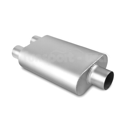 

Chambered 3" Single Inlet 25" Dual Outlet Performance Race Muffler 19" Long