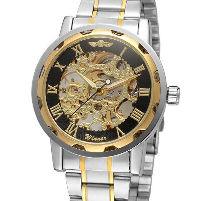 

Winner Fashion Mens Watches Skeleton Noctilucent Mechanical Movement Roman Numerals Waterproof Sports Business Analog Dial Stainl