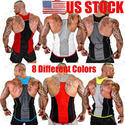 

US Men Workout Bodybuilding Vest Sport Tank Top Gym Muscle Fitness Shirt Singlet