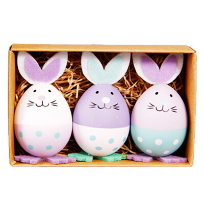 

3Pcs Plastic Simulation Rabbit Easter Eggs Ornament Children DIY Painting Toy