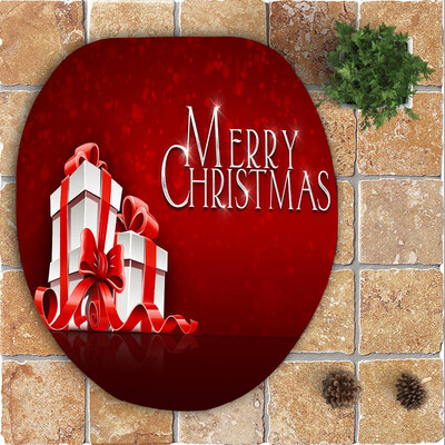 

Gobestart 3PCS Christmas Bathroom Non-Slip Pedestal Rug Lid Toilet Cover Bath Mat Set