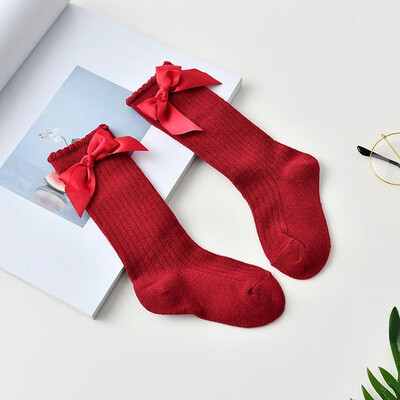 

Girls Knee High Long Soft Cotton Warm Tights Socks Bow socks