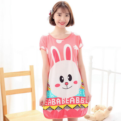 

Womens Printed Short Sleeve Pajama Shirt Dress Loungewear Sleepwear Nightdress