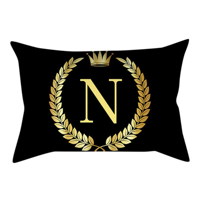 

〖Follure〗Pillow Cover Black&Gold Letter Pillowcase Sofa Cushion Cover Home Decor