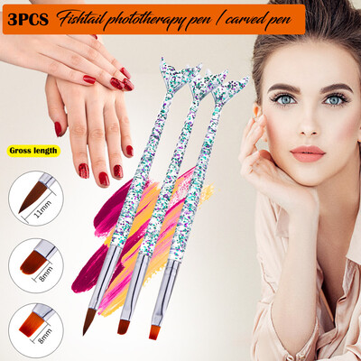 

Gobestart 3pcs Nail Art UV Gel Polish Fish Tail Design Dot Painting Detailing Pen Brushes